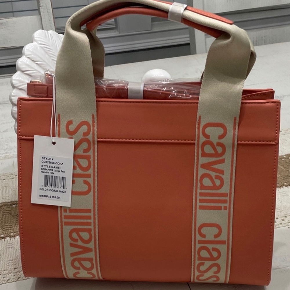 NWT Carvalli Class Serafina Large Top Handle Tote Bag - Coral Haze Retail $118